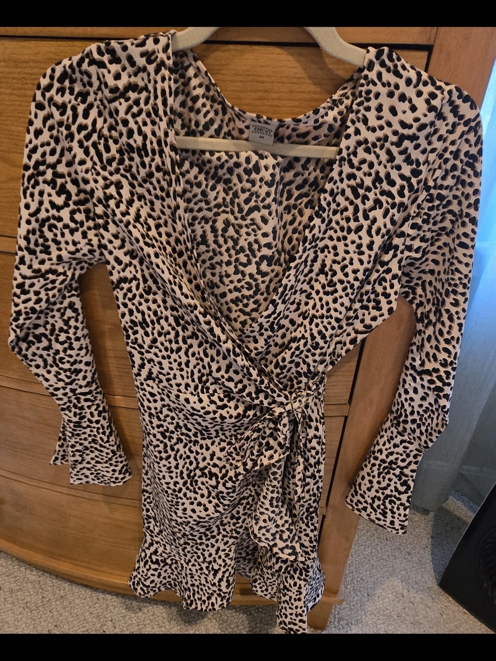 NWOT Devi Boutique find Leopard Print Wrap Dress in Beige and Black, M